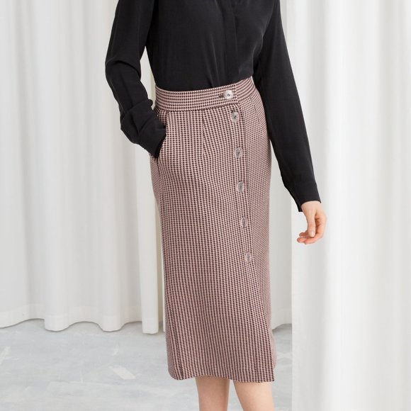 & Other Stories Dresses & Skirts - & Other Stories Houndstooth Button Pencil Skirt